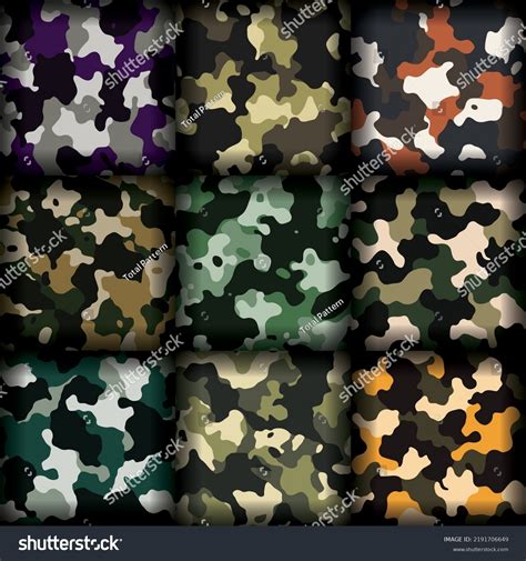 Variety Camouflage Seamless Patterns Cmyk Color Stock Vector (Royalty ...