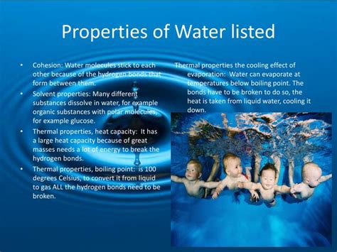 👍 5 properties of water. The Properties of Water. 2019-01-22