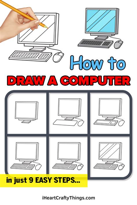 Computer Drawing — How To Draw A Computer Step By Step