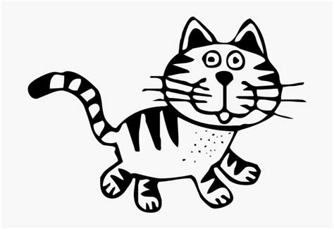 Striped Cat Clipart Black And White, HD Png Download - kindpng