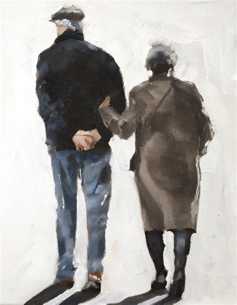 Old Couple Walking - Art Print - 8 x 10 inches - from original painting by J Coates by ...