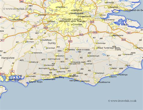 Sussex Map - England County Maps: UK