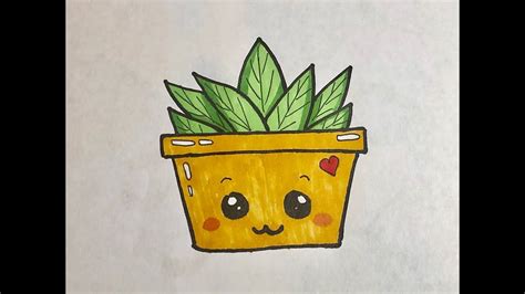 HOW TO DRAW A CUTE PLANT POT - EASY DRAWING - YouTube