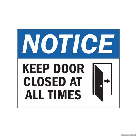 Close The Door Sign Printable