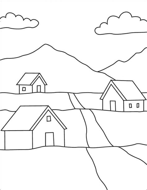 Easy How to Draw Scenery Tutorial Video and Scenery Coloring Page in 2023 | Beach coloring pages ...