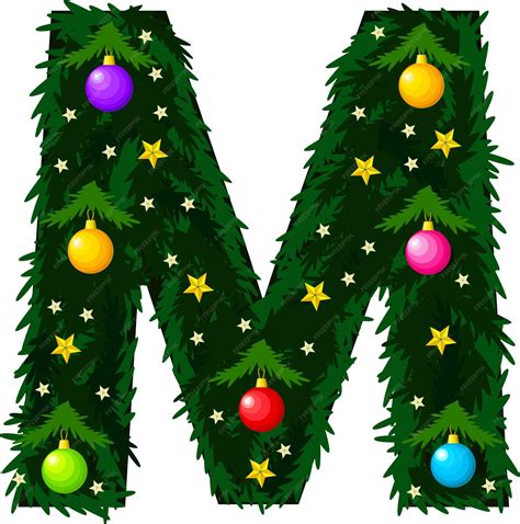 Premium Vector | The letter m font in the form of a christmas tree