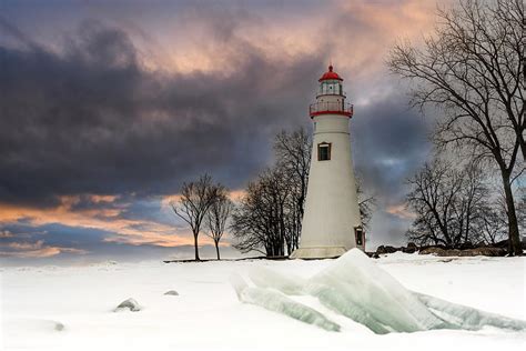 Marblehead Lighthouse Winter Photograph by James McClintock