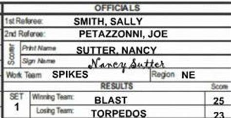 USAV Scorekeeping