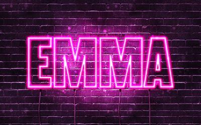 Download wallpapers Emma, 4k, wallpapers with names, female names, Emma name, purple neon lights ...