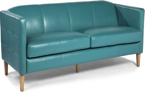 Miami Teal Leather Loveseat from Lazzaro | Coleman Furniture