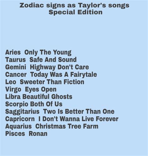 Taylor Swift Albums As Zodiac Signs - Vareat