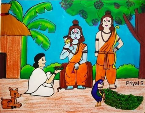 Draw Ram,Lakshman,Ramayana drawing for kids.easy ramayan scene | Easy ...