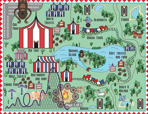 Circus Z Park map Big Tents, Walrus, Car Parking, Theme Park, Circus, Elephant, Horses, Graphic ...