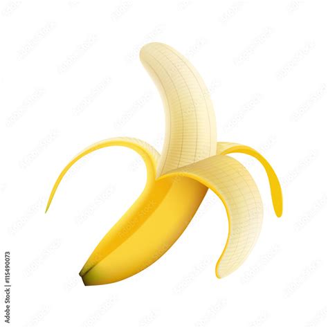 Vector illustration of a yellow half peeled banana, transparent Vector ...