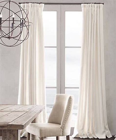 white Ivory natural pure European Linen curtains country farmhouse living room nursery drapes ...