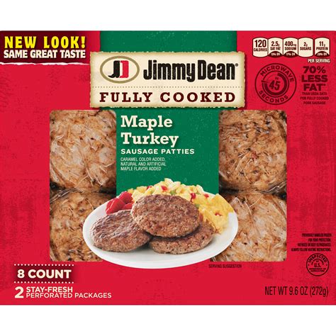 Jimmy Dean Fully Cooked Maple Turkey Sausage Patties - Shop Sausage at ...