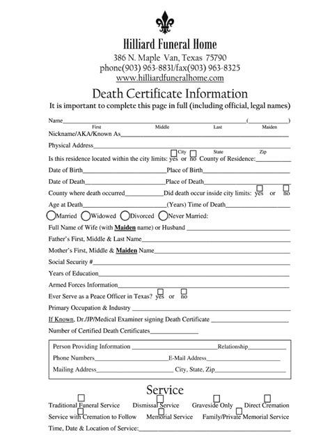 Pdf Blank Texas Death Certificate - Fill Online, Printable, Fillable, Blank | pdfFiller