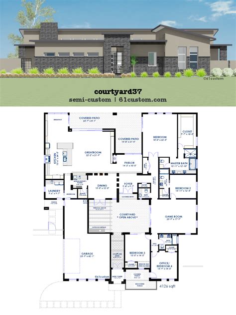 Modern Courtyard House Plan | 61custom | Contemporary & Modern House Plans