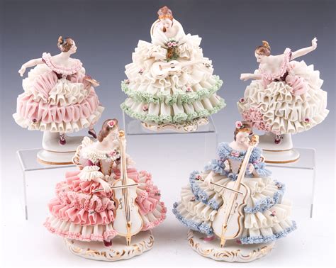 Lot Detail - DRESDEN PORCELAIN LACE FIGURINES