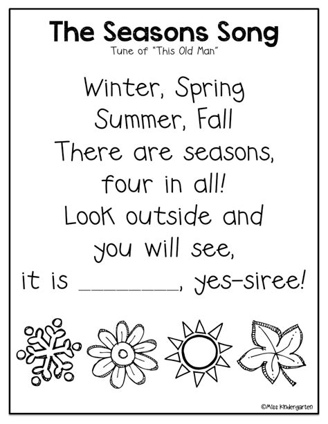 seasons song.pdf - Google Drive | Kindergarten songs, Classroom songs, Preschool songs