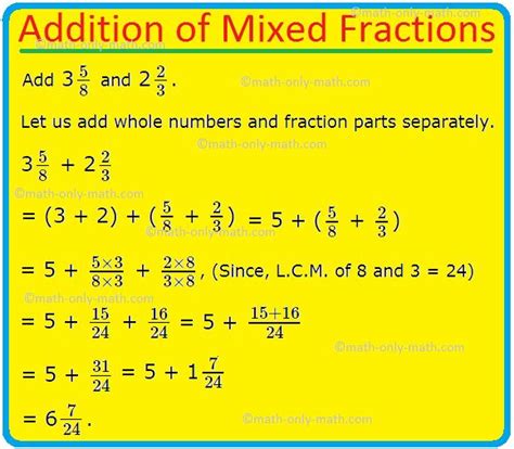 Addition of Mixed Fractions in 2021 | Mixed fractions, Learning fractions, Math fractions worksheets