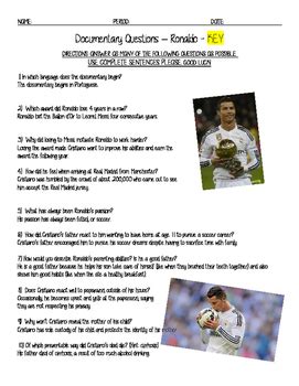 Cristiano Ronaldo Documentary Viewing Guide with KEY by Garcia's Goodies