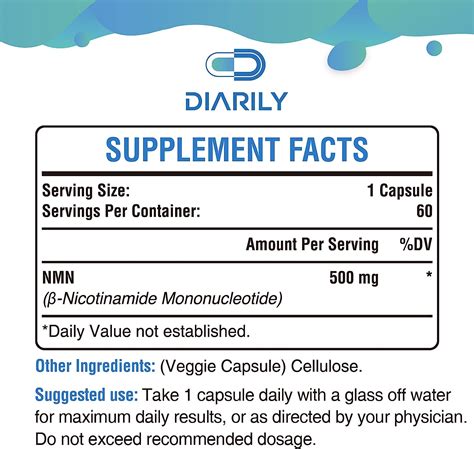 Buy Diarily NMN Nicotinamide Mononucleotide Supplements 30000mg Stabilized Form Anti-Aging ...