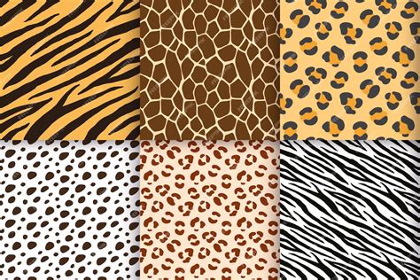 Premium Vector | Set of wild animal fur print seamless patterns