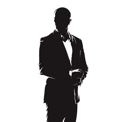Business Man In Suit Abstract Comics Ink Drawing Isolated Vector Silhouette People Stock ...