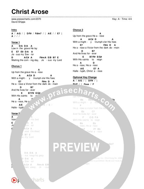 Christ Arose Chords PDF (PraiseCharts / Traditional Hymn) - PraiseCharts