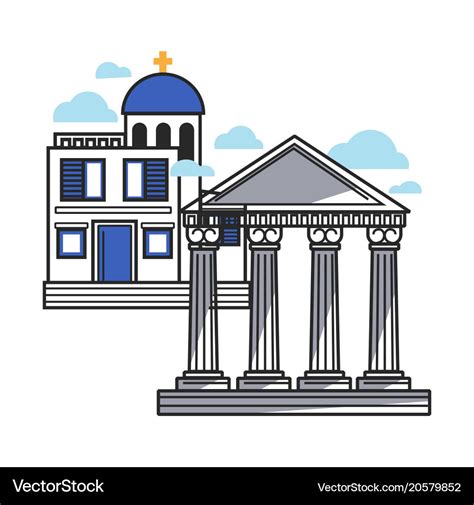 Greek modern and ancient architecture samples Vector Image