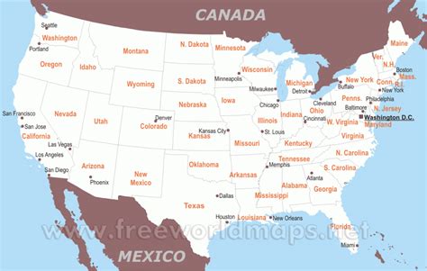Printable Map Of Us With Major Cities - Printable US Maps