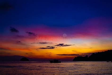 Beautiful Sunset Beach with Red Sky Stock Image - Image of beautiful ...