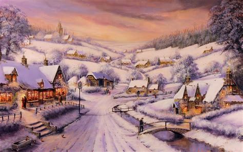 Snowy Christmas Night Art Wallpapers - Wallpaper Cave