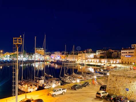 View of Alghero at Night. a Beautiful City Vibrant. Sardinia, Italy ...