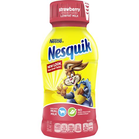 Nesquik Milk Strawberry Lowfat, 8 fl oz (1/2 pt / 236 ml), Artificially Flavored, Calcium ...