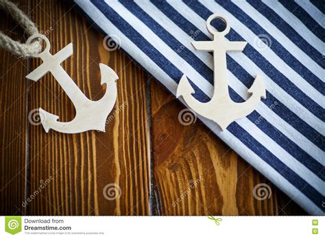 Wooden nautical anchor stock image. Image of boat, marine - 73177195