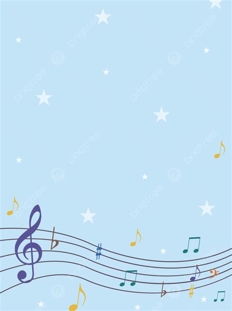 Blue Little Fresh Cartoon Staff Music Background Wallpaper Image For ...