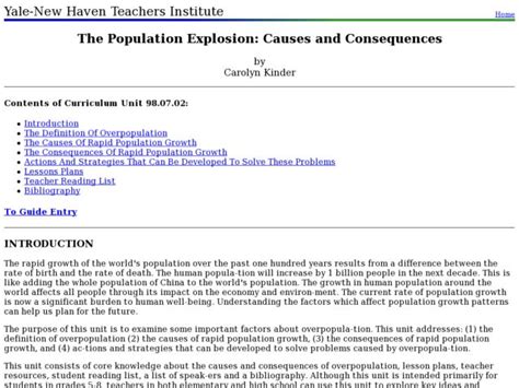 The Population Explosion: Causes and Consequences Lesson Plan for 10th - 12th Grade | Lesson Planet