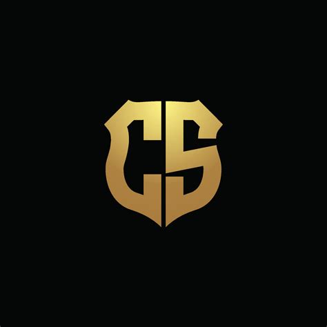 CS logo monogram with gold colors and shield shape design template ...