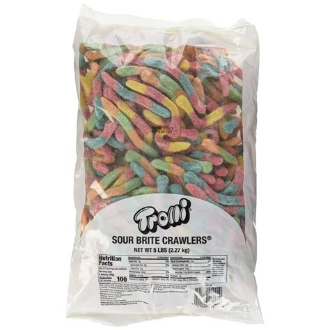 Trolli Sour Brite Crawlers Gummy Worms, 5 Pound Bulk Candy Bag Sour ...