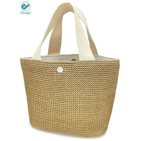 Deago - Deago Women Straw Woven Tote Bag Summer Boho Beach Bag Handmade Weaving Shoulder Bag ...