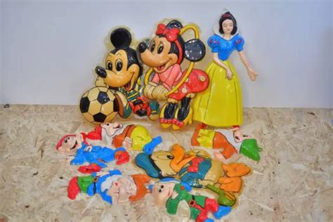 VINTAGE DISNEY PLASTIC Wall Decorations Mickey Mouse Minnie Mouse Snow White £141.37 - PicClick UK