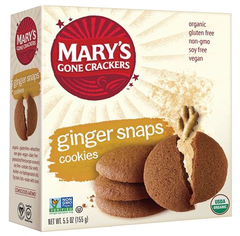 Mary's Gone Crackers® Gluten Free Ginger Snap love Cookies | Ginger snap cookies, Ginger cookies ...