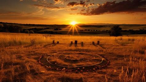 Premium AI Image | A photo of a Native American medicine wheel with open prairie backdrop golden ...