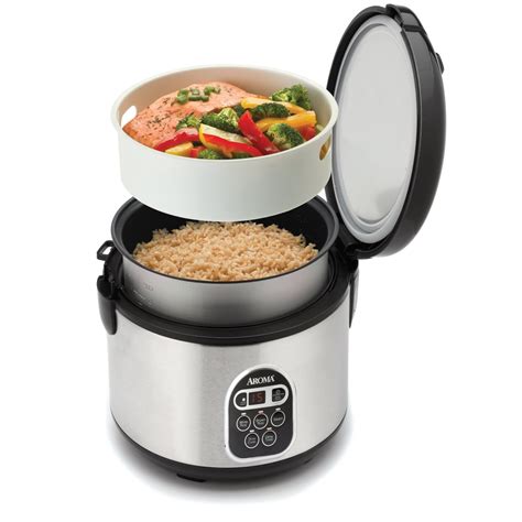 Cook rice and fish in Aroma stainless steel 20-Cup digital rice cooker & food steamer | Best ...