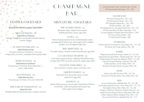 Carte et Menus 2024 - Champagne Bar Sydney à Sydney (NSW) | TheFork