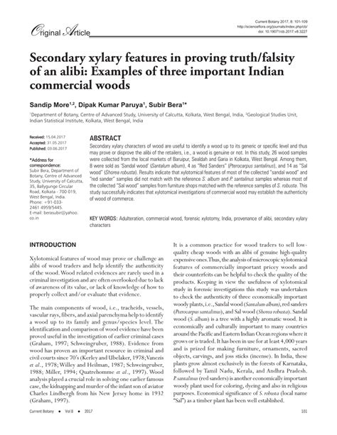 (PDF) Secondary xylary features in proving truth/falsity of an alibi: examples of three ...