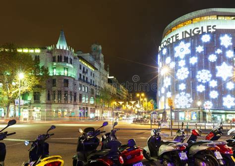 Christmas Decorations on the Streets. Barcelona, Spain Editorial Stock Photo - Image of night ...