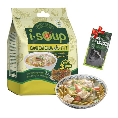 Viên Súp Sấy Canh Rau Ngót Nấu Thịt Bằm Ăn Liền I.SOUP 54g - Freeze Dried Soup Block (Tặng Gói ...